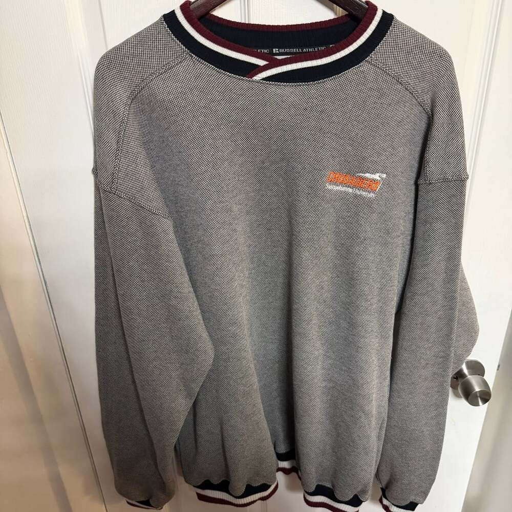 Russell Athletic Crusaders Sweatshirt Size XL Gray Houndstooth Crewneck